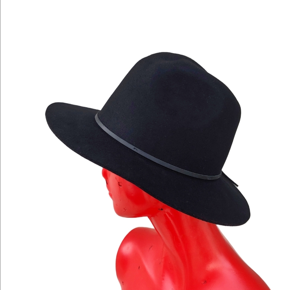 Brixton Unisex Wool Felt Black Fedora Hat with Leather Trim Size Medium 58cm